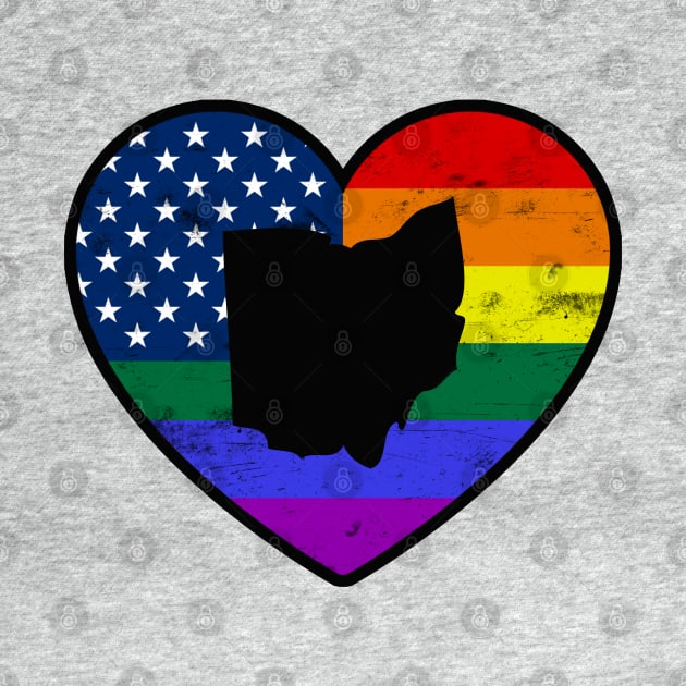 Ohio United States Gay Pride Flag Heart by TextTees